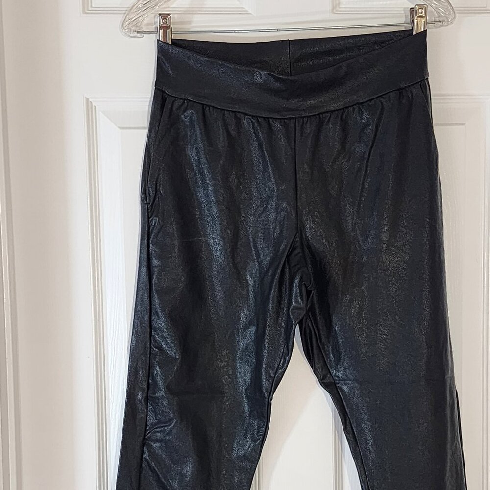 Commando Faux Leather Pants Black with Cuffed Ankles, Size S, Edgy, Rocker Chic